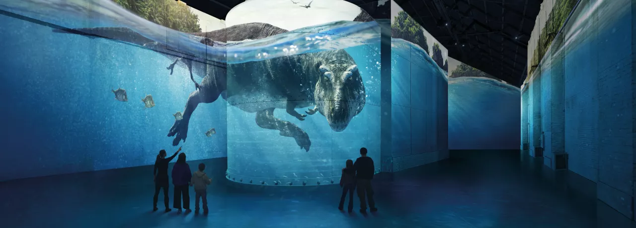 T-Rex dinosaurs projection amsterdam immersive