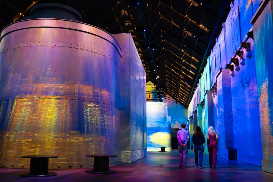 artwork light Monet purple blue immersive projections