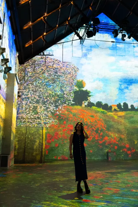 Woman with Monet poppies